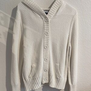 Elegant Cream Hooded Cardigan
